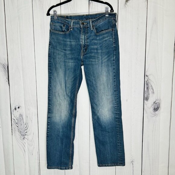 Levis Jeans Mens Sz 34x30 Blue Denim 514 Straight Leg Stretch - Picture 1 of 7